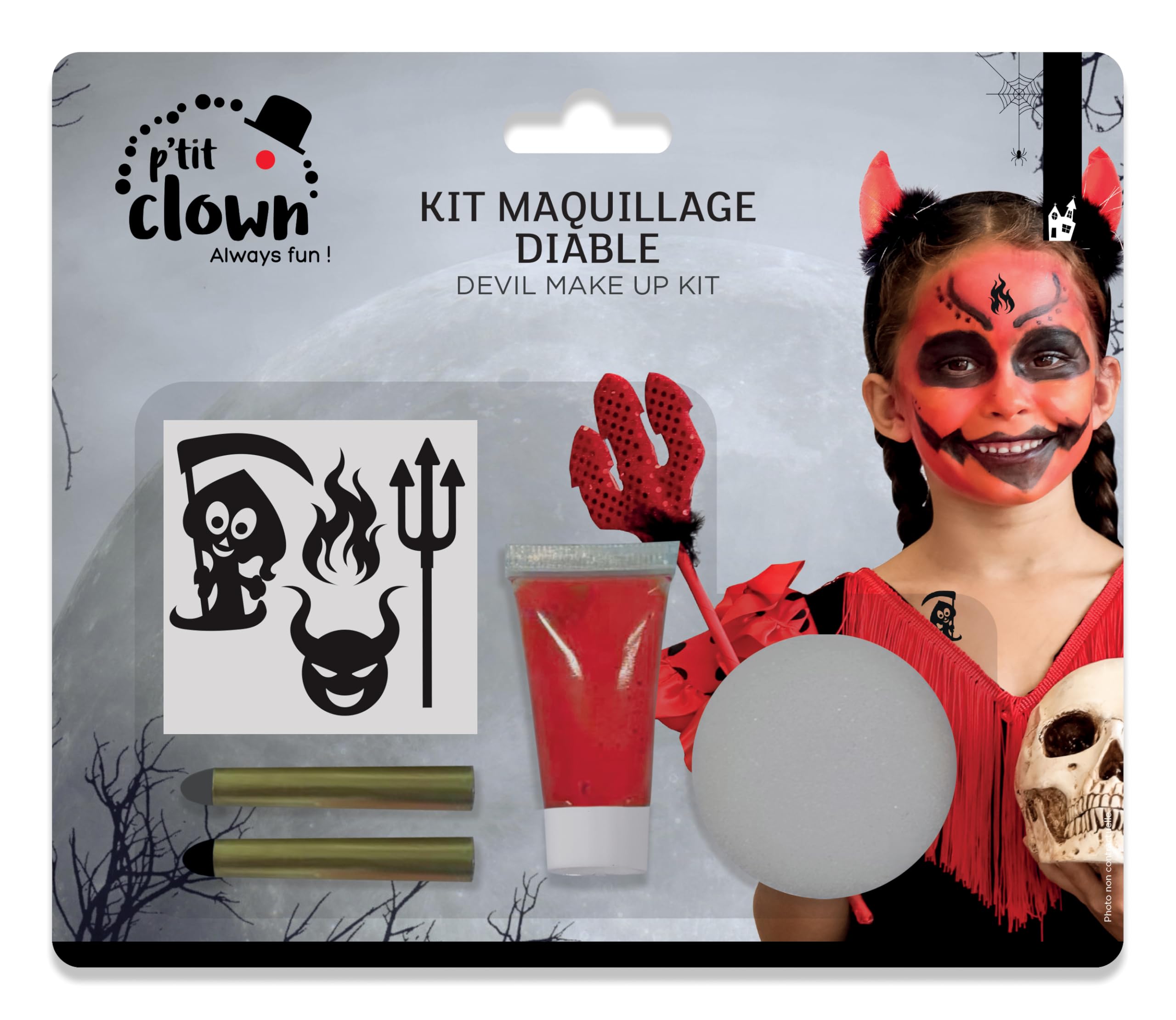 ptit-clown-make-up-set-teufel-f-r-kinder-halloween-kost-m-mit-aufklebern image 1