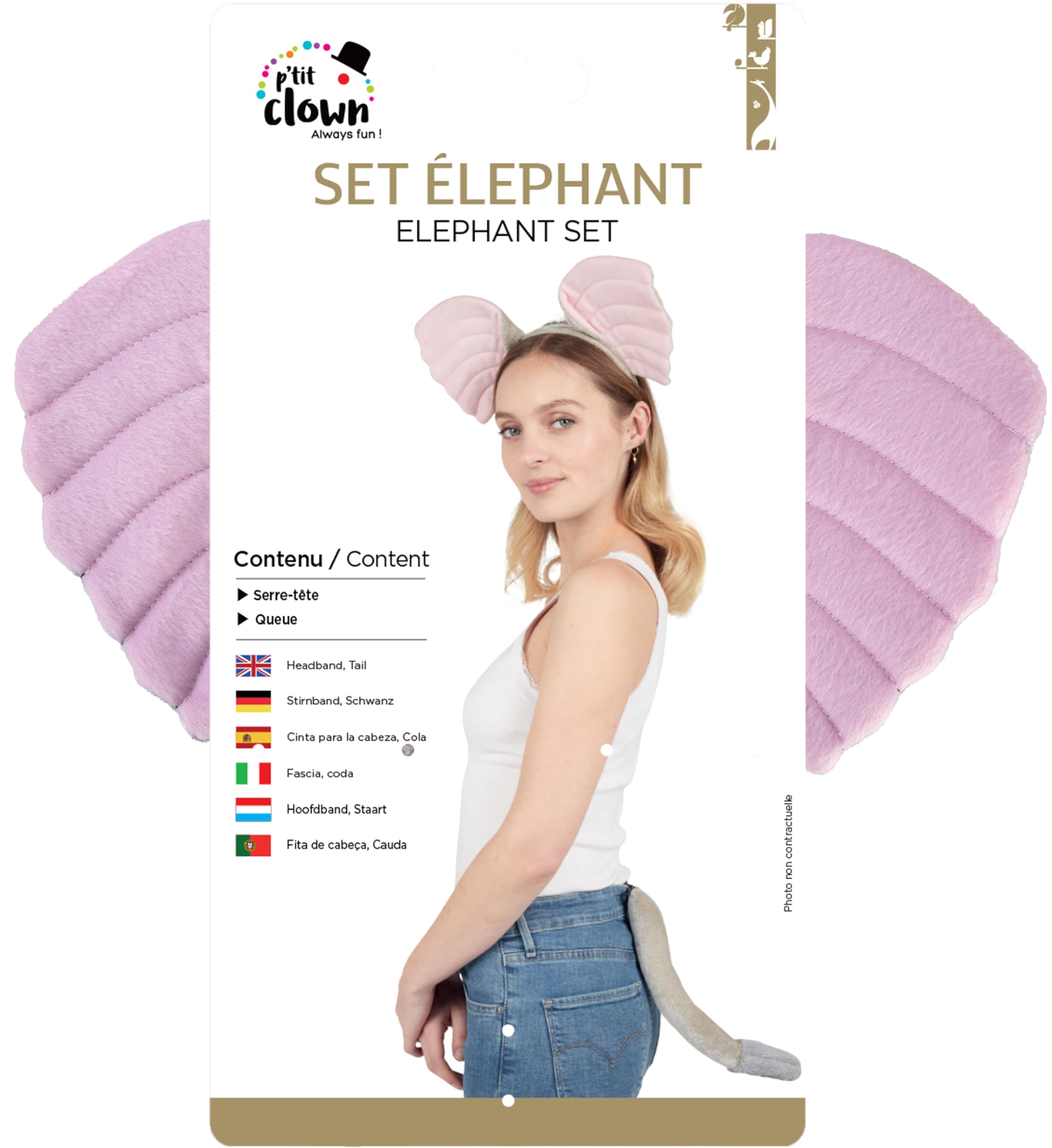 ptit-clown-re14003-elefanten-set-mit-schwanz-kost-m-accessoire image 3