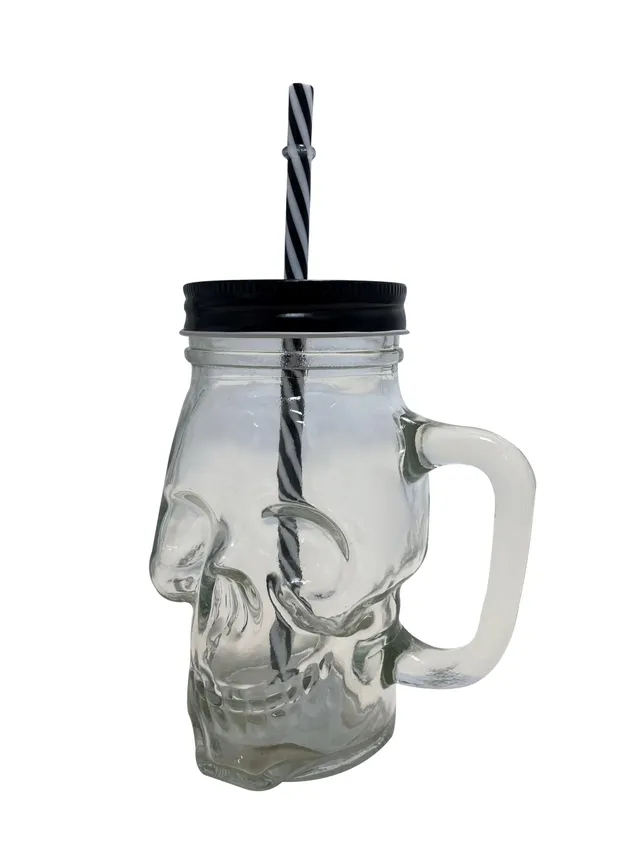 ptit-clown-21059-totenkopfglas-500-ml-mit-strohhalm image 1