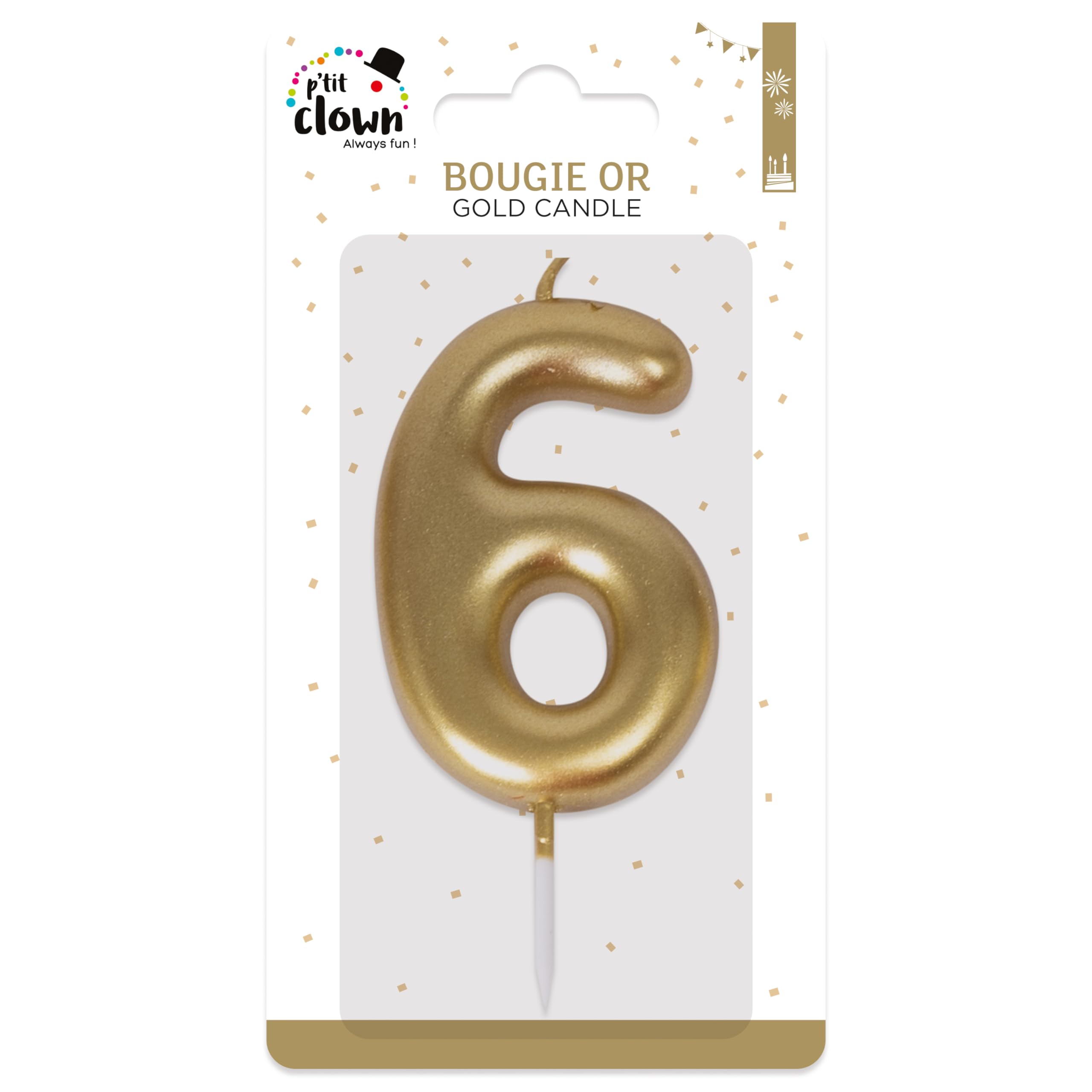 ptit-clown-geburtstagskerze-zahl-6-gold image 3