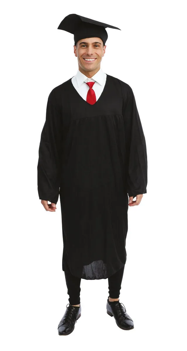 p-tit-clown-amerikanisches-studentenkost-m-f-r-erwachsene-schwarz-mit-robe-krawa image 1