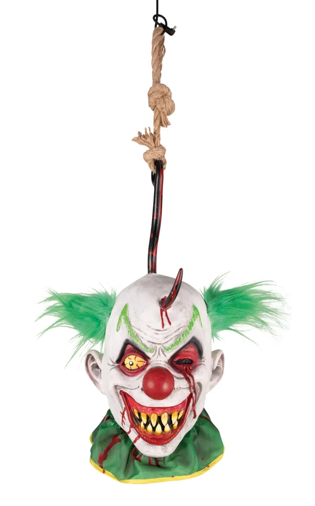 ptit-clown-clown-kopf-h-ngeleuchte-latex-gr-n-mit-haken-und-seil image 1