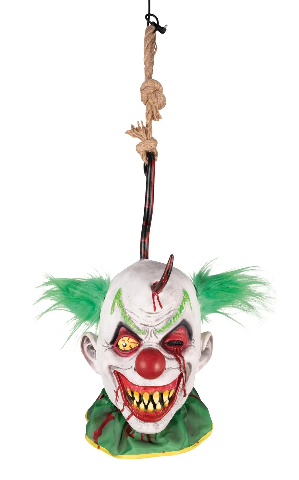 ptit-clown-clown-kopf-h-ngeleuchte-latex-gr-n-mit-haken-und-seil image 1