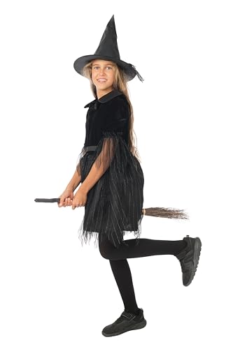 ptit-clown-hexenkost-m-f-r-m-dchen-schwarz-10-12-jahre-kleid-mit-schleier-und-he image 8