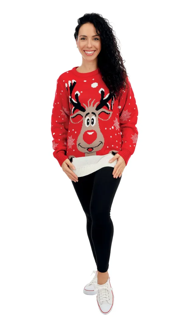 p-tit-clown-re48193-weihnachtspullover-damen-rot-mit-rentierkopf-gr-e-xl image 1