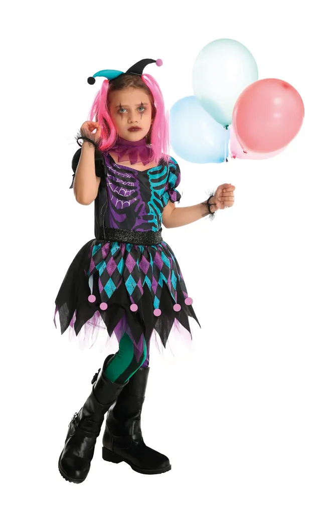 ptit-clown-skelett-clown-kost-m-m-dchen-5-teilig image 1