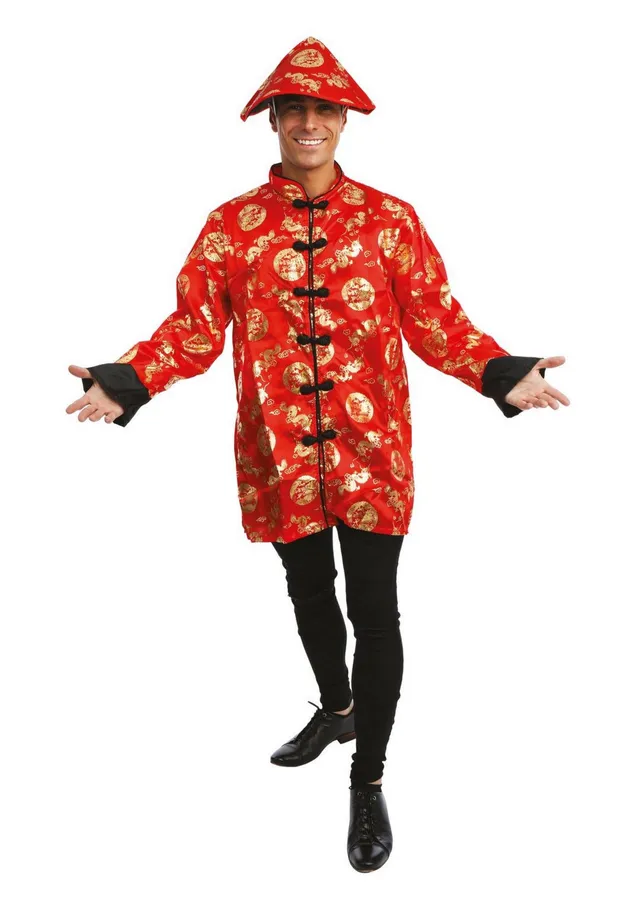 ptit-clown-chinesisches-neujahrskost-m-erwachsene-rot-polyester image 1