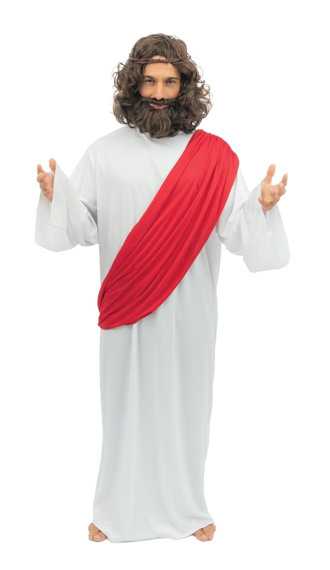 ptit-clown-vegaoo-jesus-kost-m-erwachsene-wei-rot-religi-se-robe-mit-umhang image 1