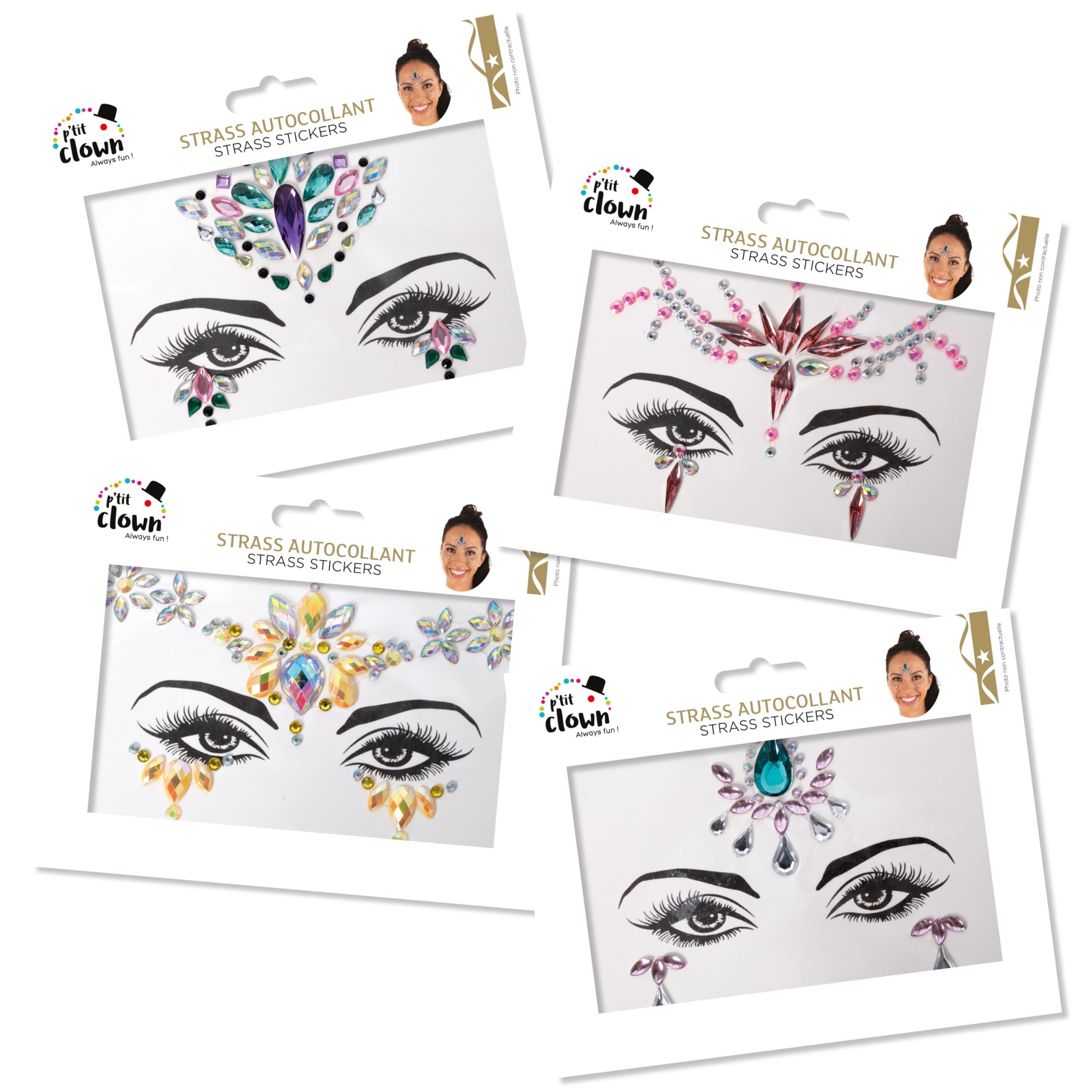 p-tit-clown-gesichts-strass-selbstklebend-modell-zuf-llig-make-up image 4