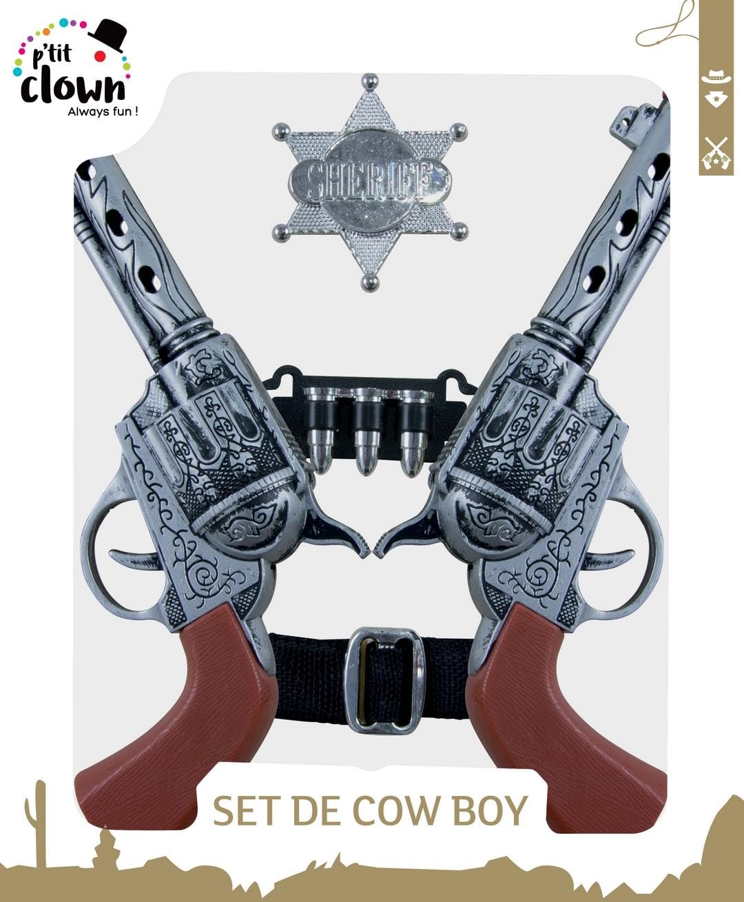 p-tit-clown-cowboy-kit-kost-m-set-mit-2-revolvern-g-rtel-und-sheriffstern image 2