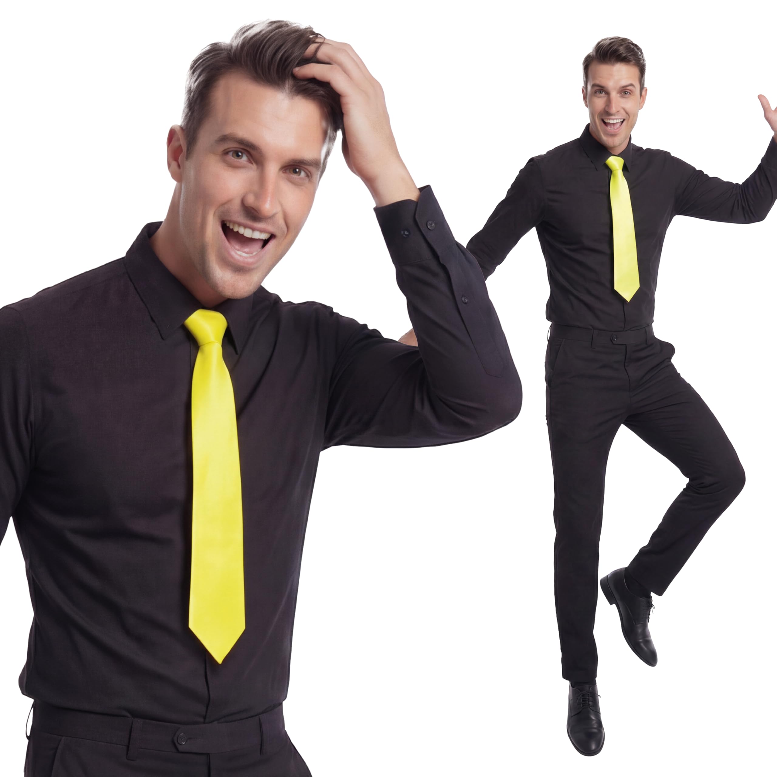 ptit-clown-krawatte-mit-gummizug-erwachsene-neongelb-uni image 5