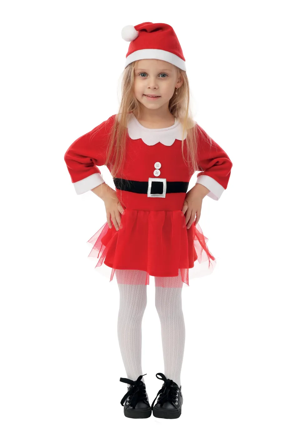 ptit-clown-miss-santa-tutu-kleid-m-tze-f-r-m-dchen-rot image 1