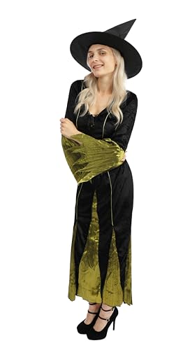 p-tit-clown-hexenkleid-damen-lang-schwarz-gr-n-gr-l-halloween image 8