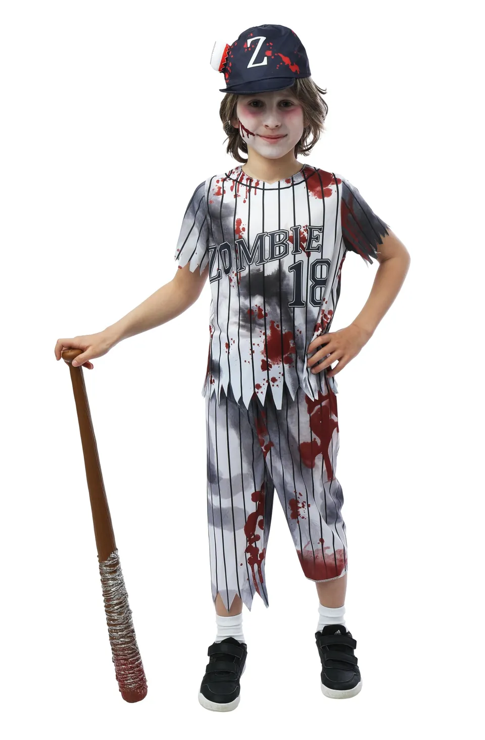 p-tit-clown-zombie-baseballspieler-kost-m-kinder-hut-set image 1