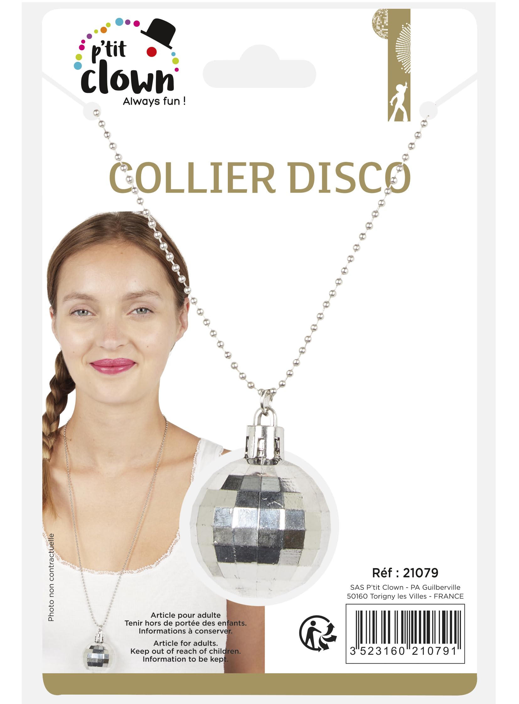 p-tit-clown-halskette-mit-discokugel-disco-accessoire-einheitsgr-e image 3