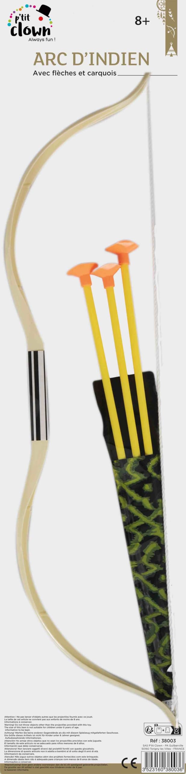 p-tit-clown-indianerbogen-wei-52-cm-mit-3-pfeilen-und-k-cher-kost-mset image 4