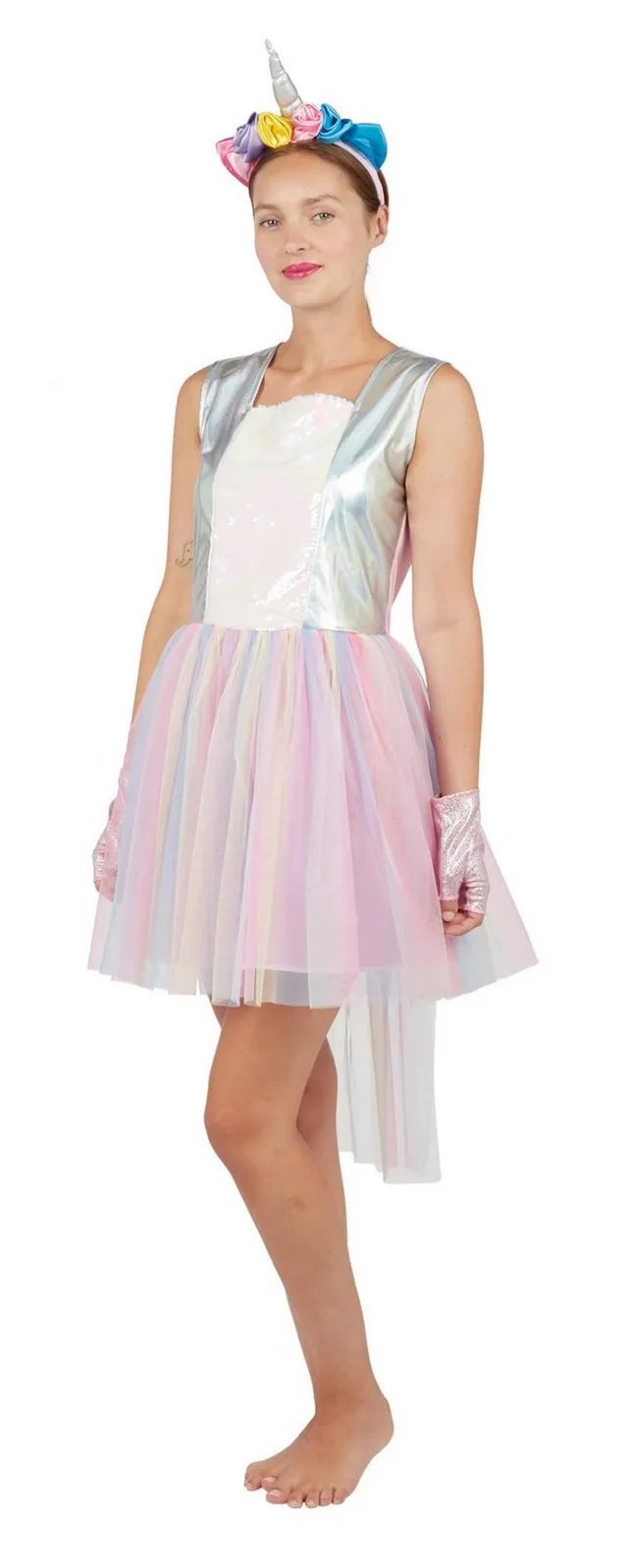 p-tit-clown-damenkost-m-einhorn-kleid-mit-kopfb-gel-f-r-karneval image 1