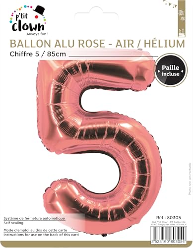 p-tit-clown-folienballon-zahl-5-ros-gold-85-cm-mylar image 5