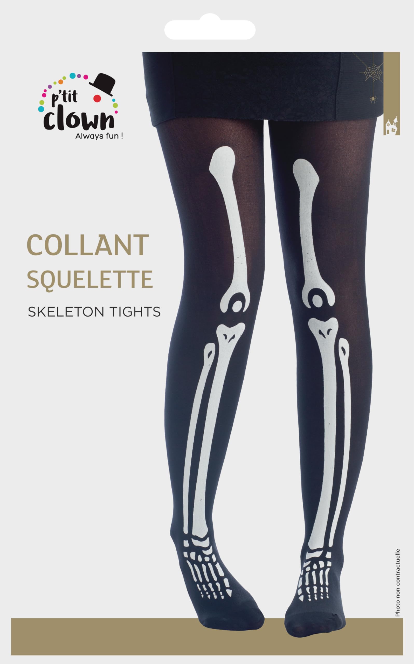 ptit-clown-strumpfhose-skelett-schwarz-damen-einheitsgr-e image 2