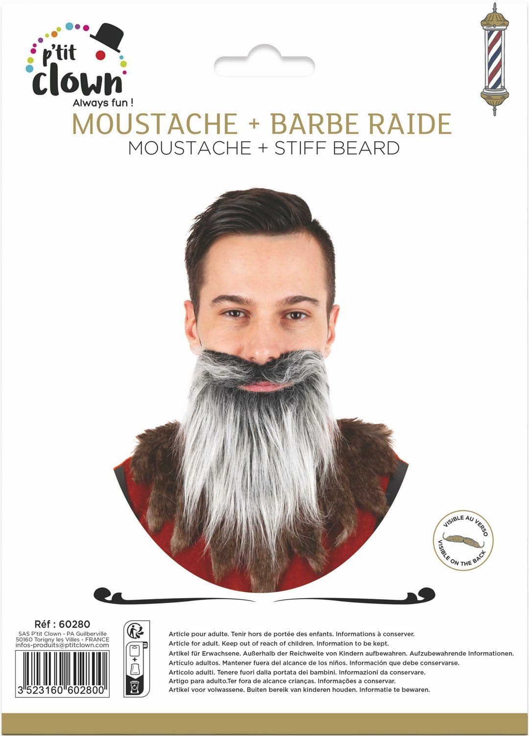 ptit-clown-rauher-bart-grau-kost-mbart-erwachsene image 2