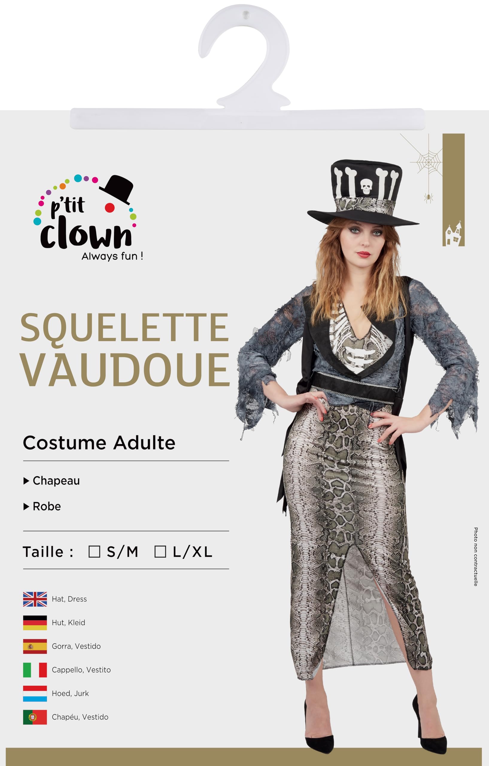 ptit-clown-voodoo-kost-m-damen-kleid-hut-mit-knochen image 5