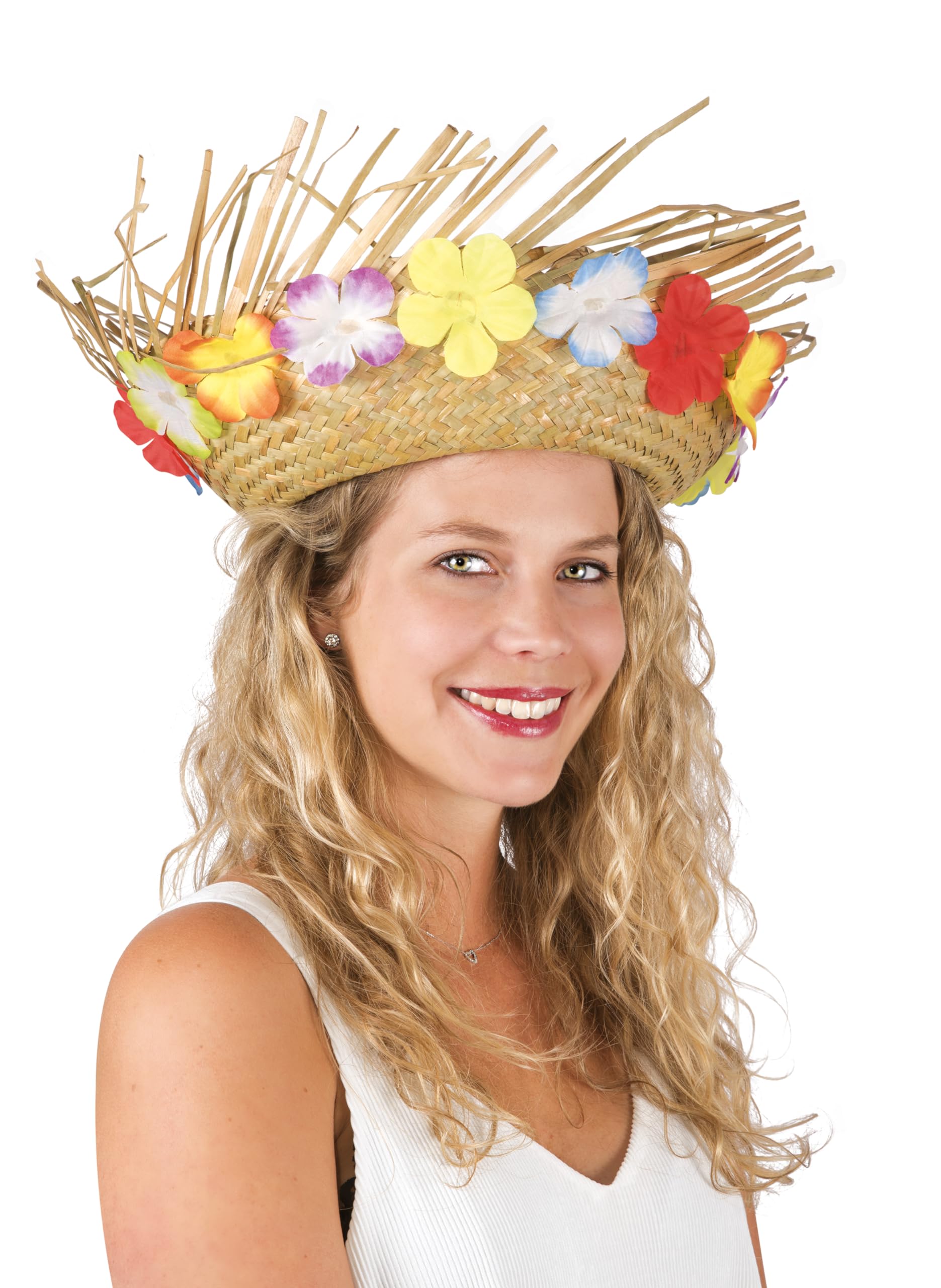 ptit-clown-strohhut-hawaii-natur-mit-blumen-kost-m-hut-einheitsgr-e image 3