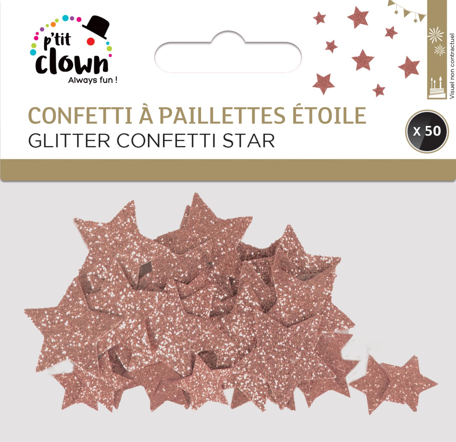 p-tit-clown-konfetti-glitzer-sterne-ros-gold-50-st-ck-partydeko image 2