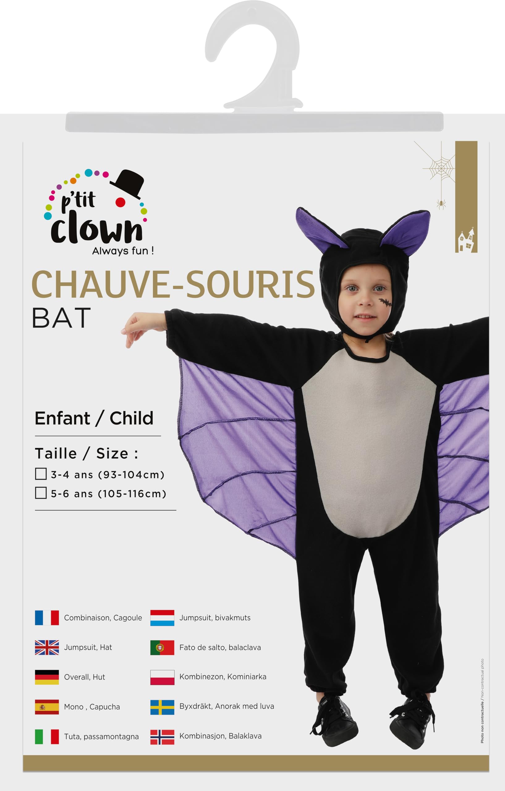 ptit-clown-fledermauskost-m-kinder-schwarz-violett-polyester image 6