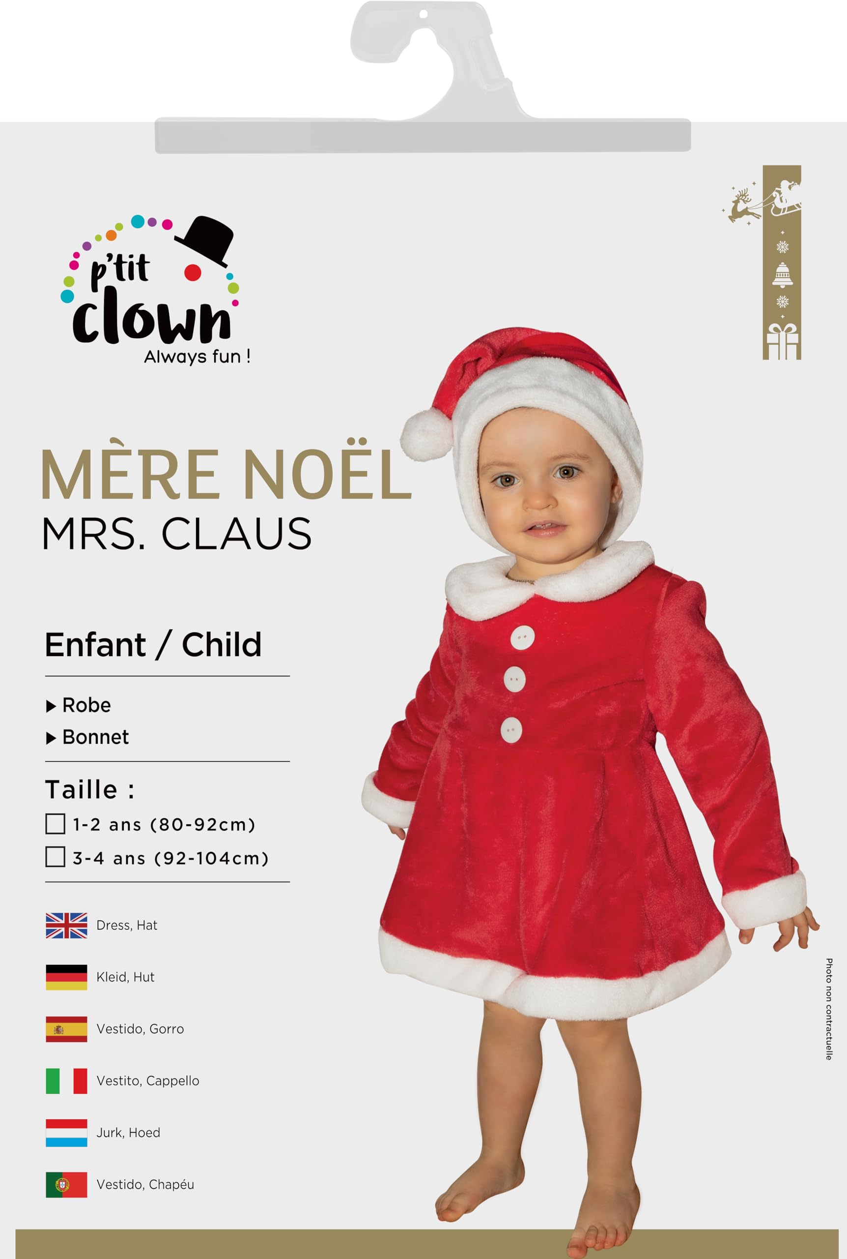 ptit-clown-miss-santa-mutter-weihnachtsmann-kost-m-m-dchen-3-4-jahre-kleid-und-m image 5