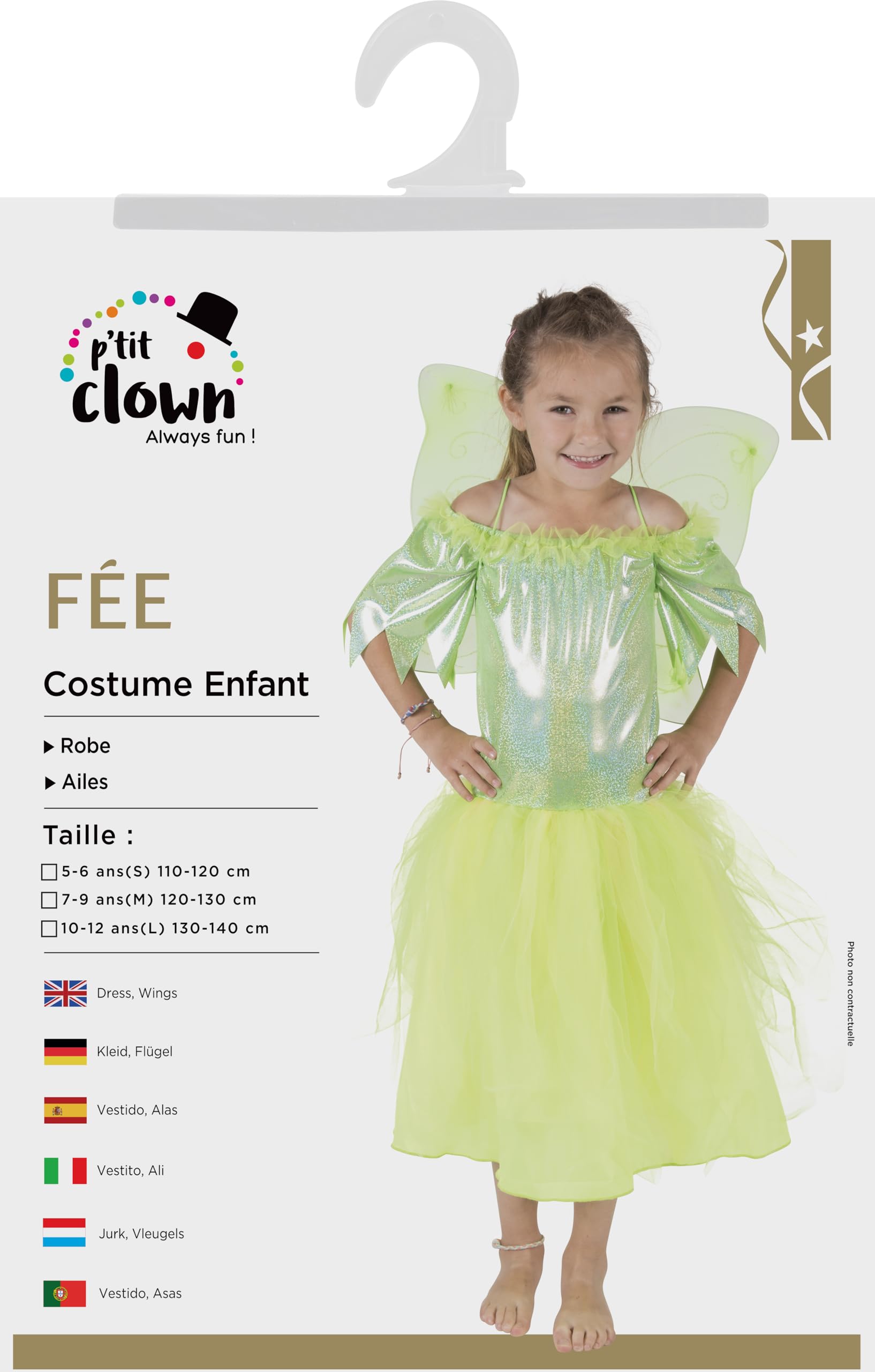 p-tit-clown-fee-kost-m-m-dchen-10-12-jahre-gelb-gr-n-mit-fl-geln image 5
