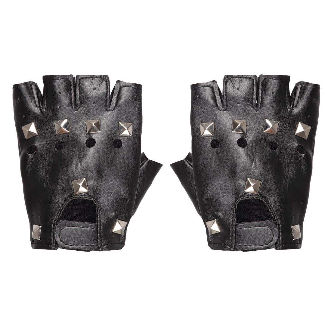ptit-clown-handschuhe-punk-paar-fingerlose-nieten-handschuhe-schwarz image 1