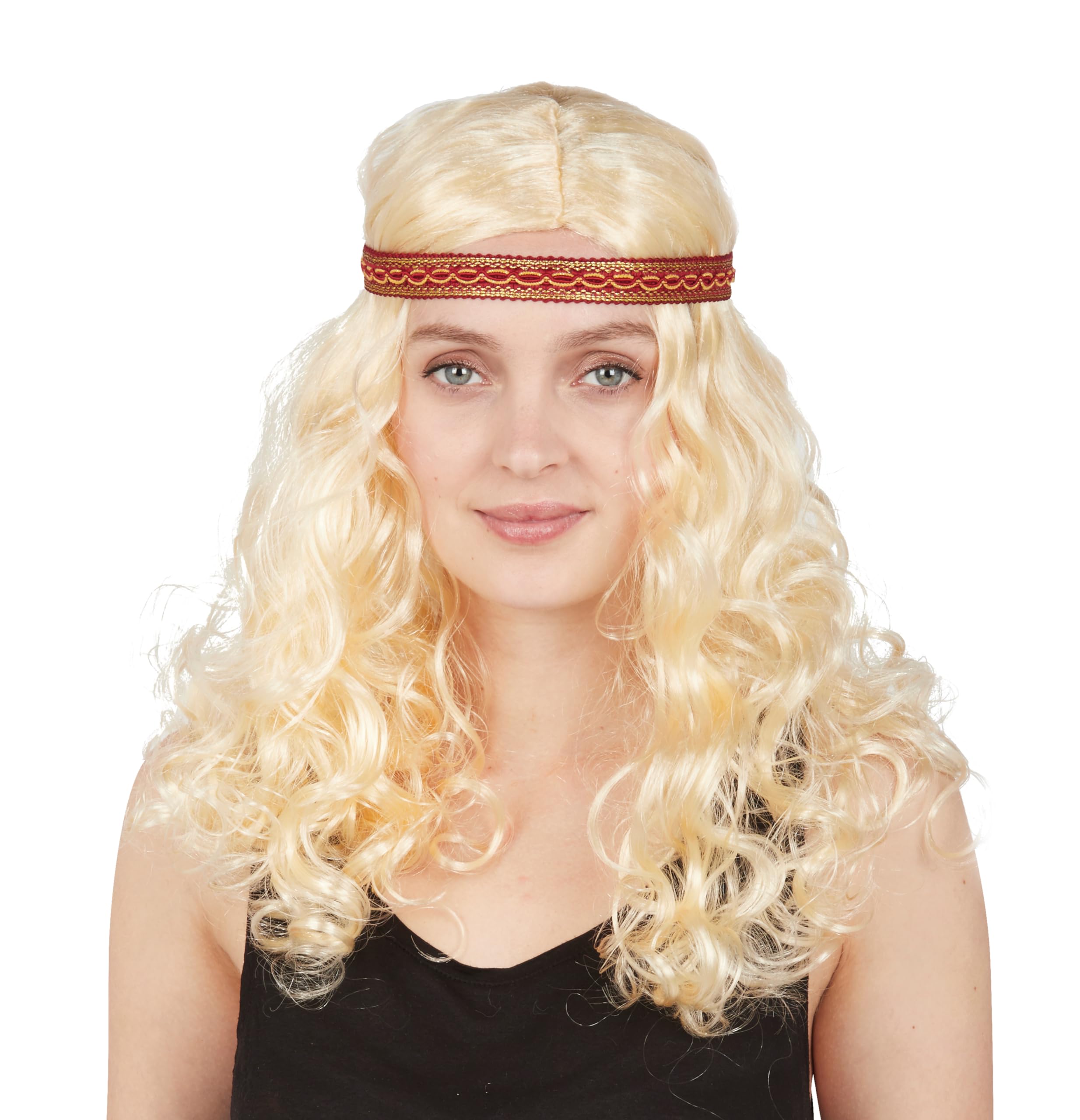 ptit-clown-68650-hippie-per-cke-damen-lockiges-blond-mit-haarband image 1