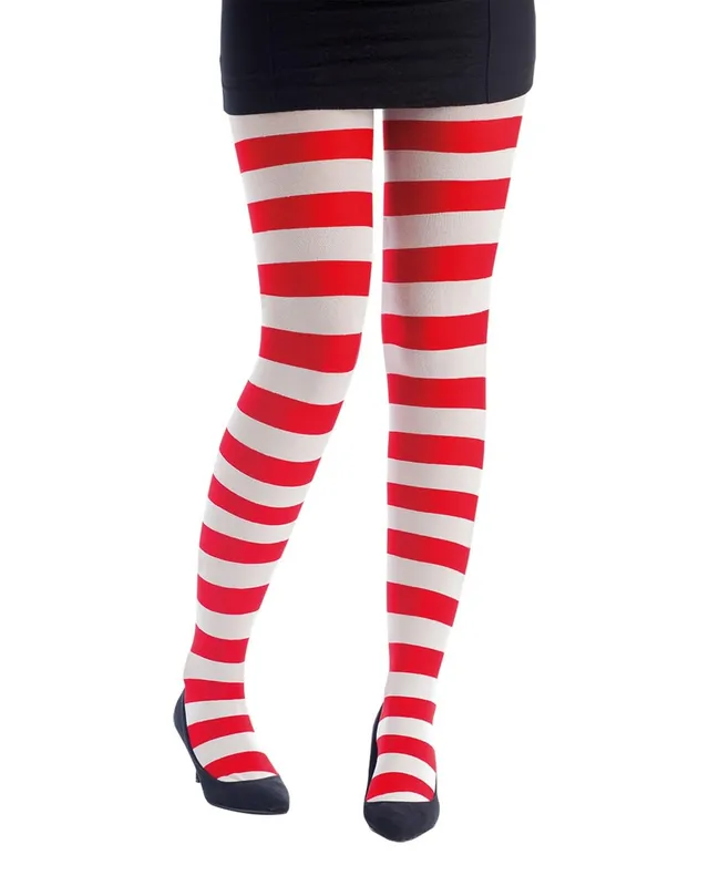 p-tit-clown-damen-strumpfhose-gestreift-wei-rot-blickdicht-einheitsgr-e image 1