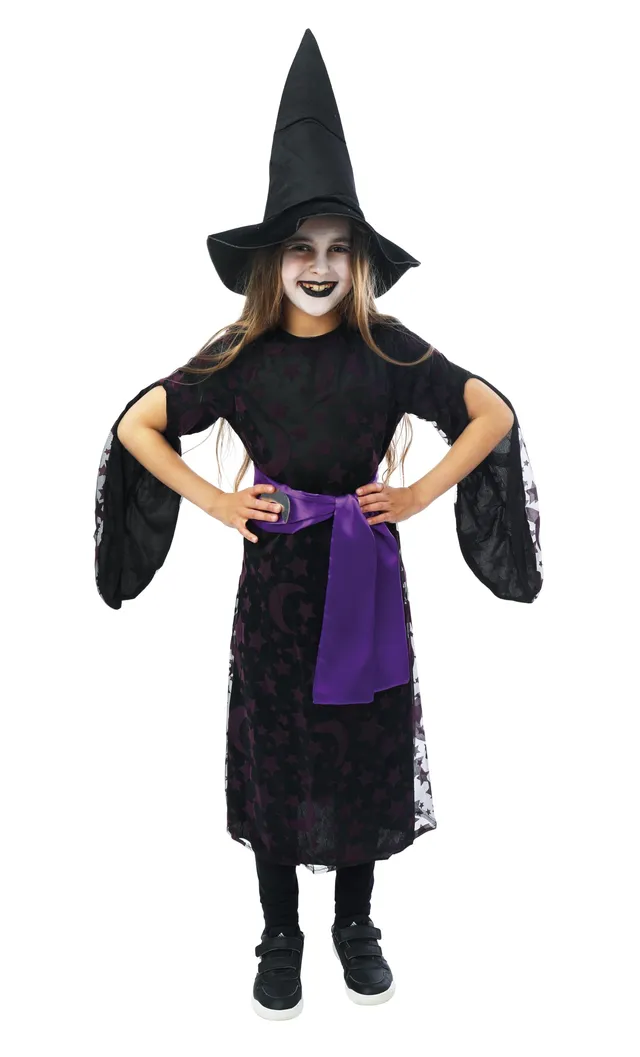 p-tit-clown-hexe-kost-m-m-dchen-kinderkleid-mit-hut-und-g-rtel image 1