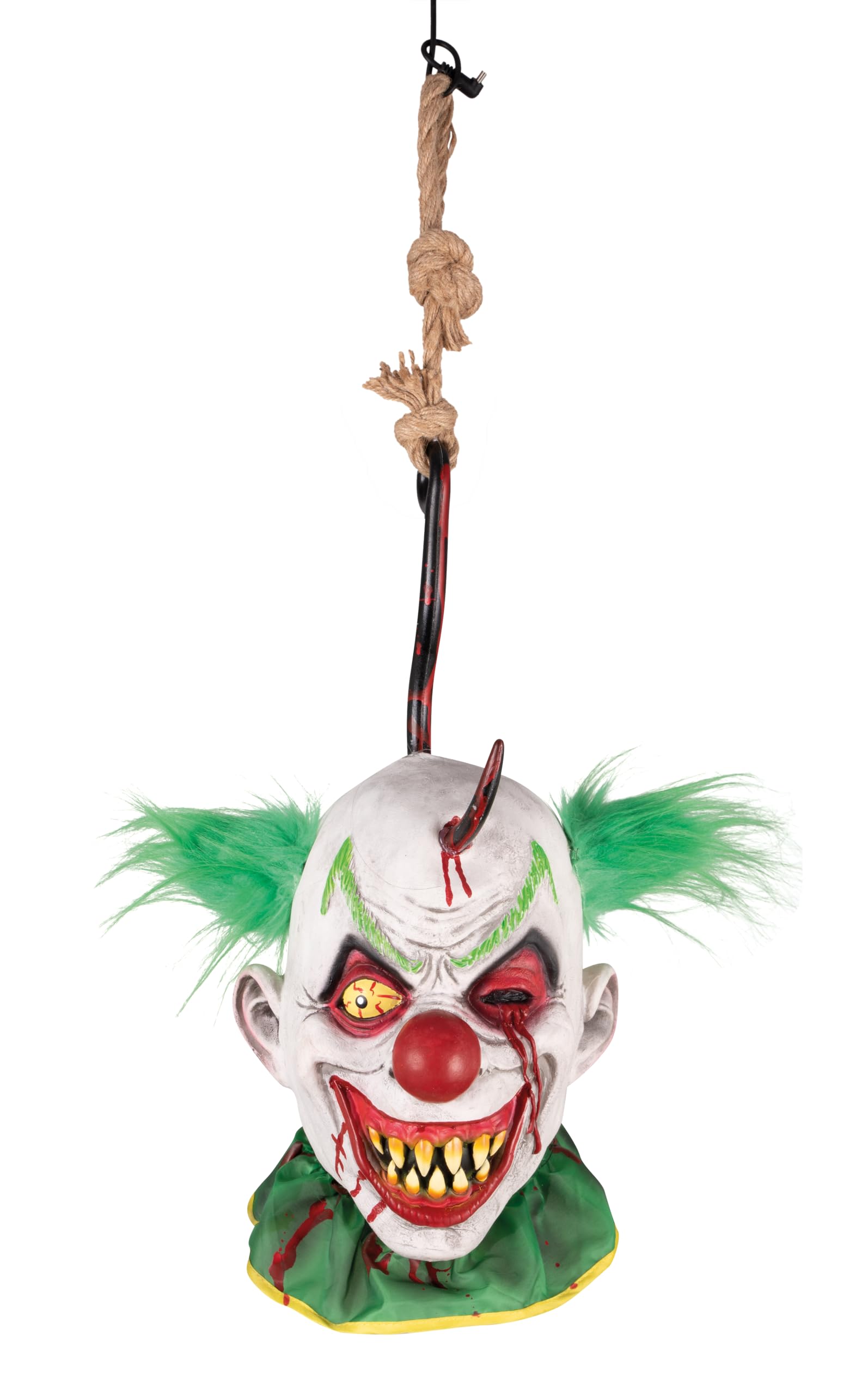 ptit-clown-clown-kopf-h-ngeleuchte-latex-gr-n-mit-haken-und-seil image 1