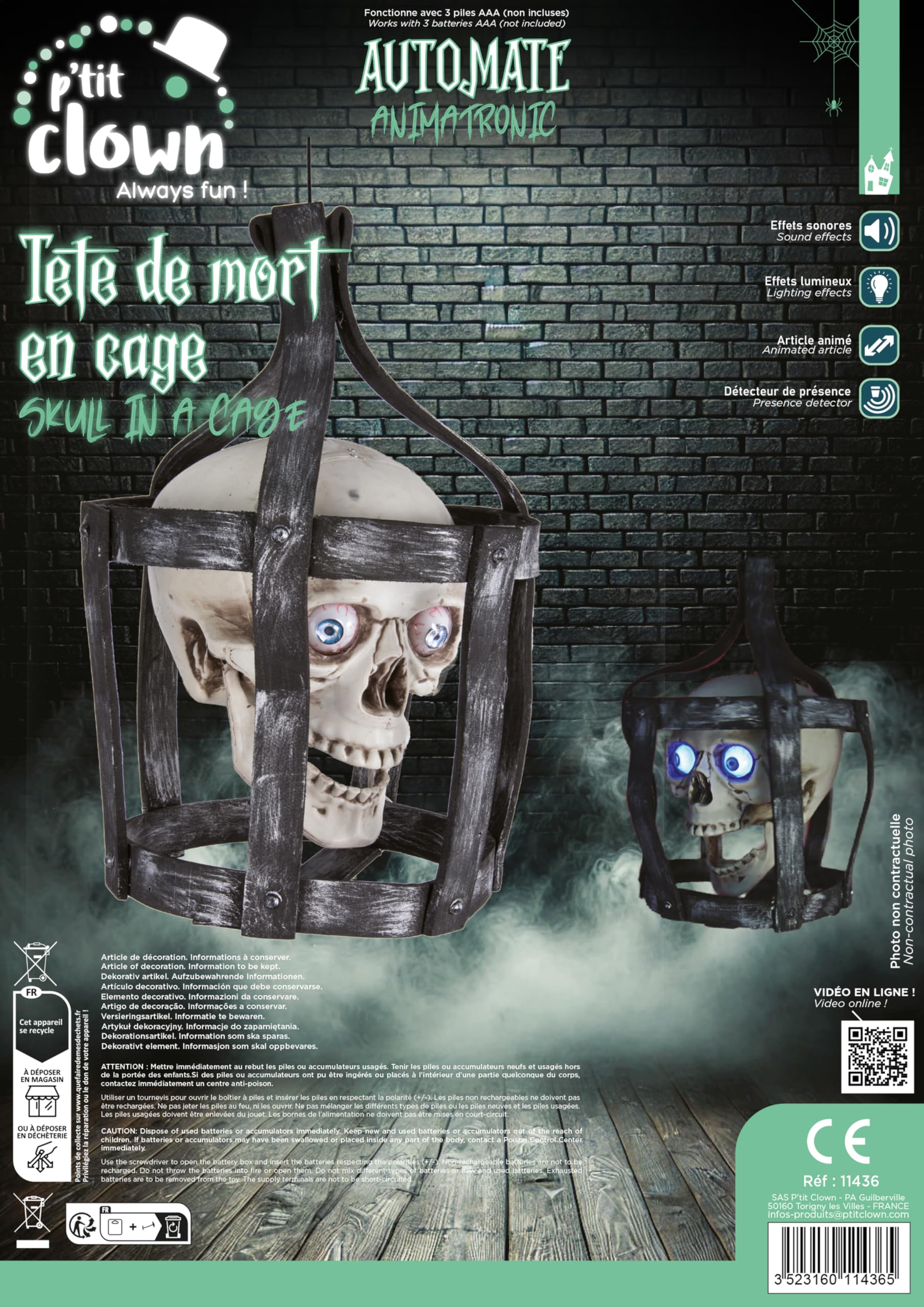 ptit-clown-11436-totenkopf-im-k-fig-animatronic-44-cm-mit-sound-licht image 7