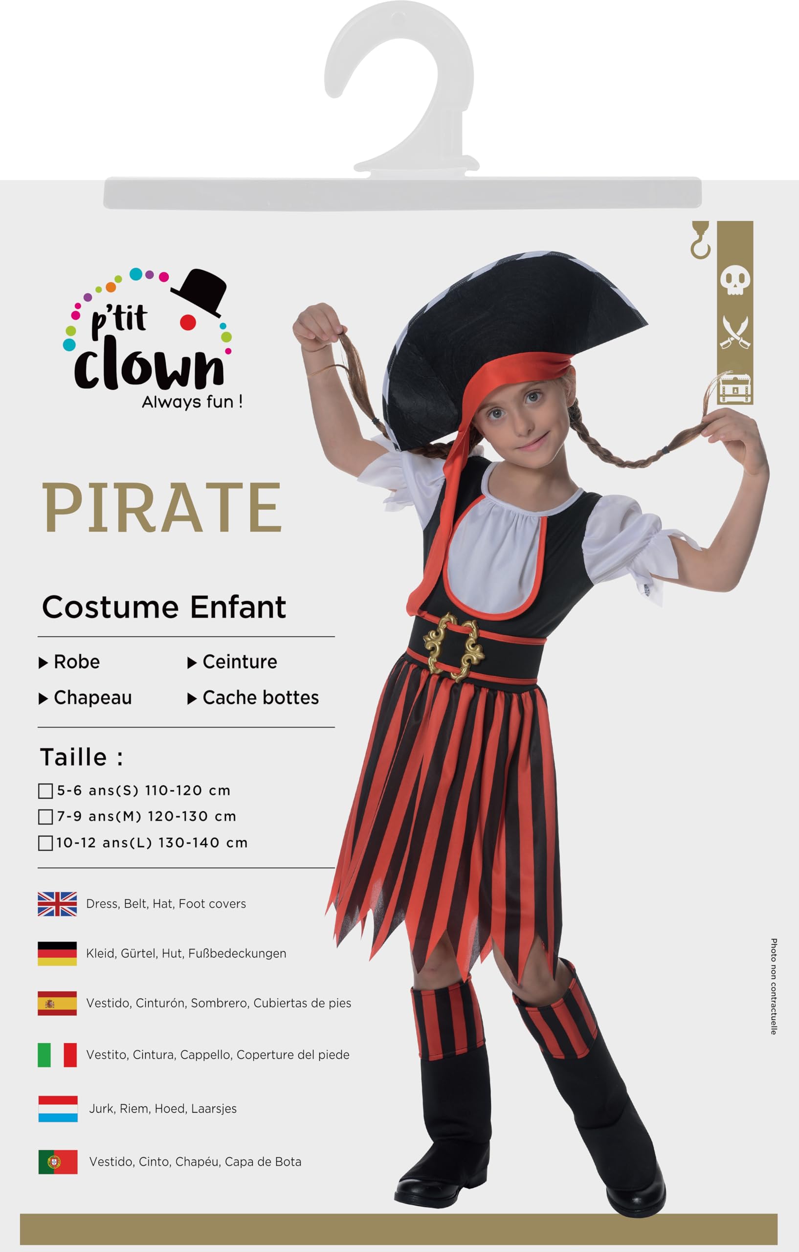 p-tit-clown-piratenkost-m-f-r-m-dchen-10-12-jahre-caprihose-rot-schwarz image 3