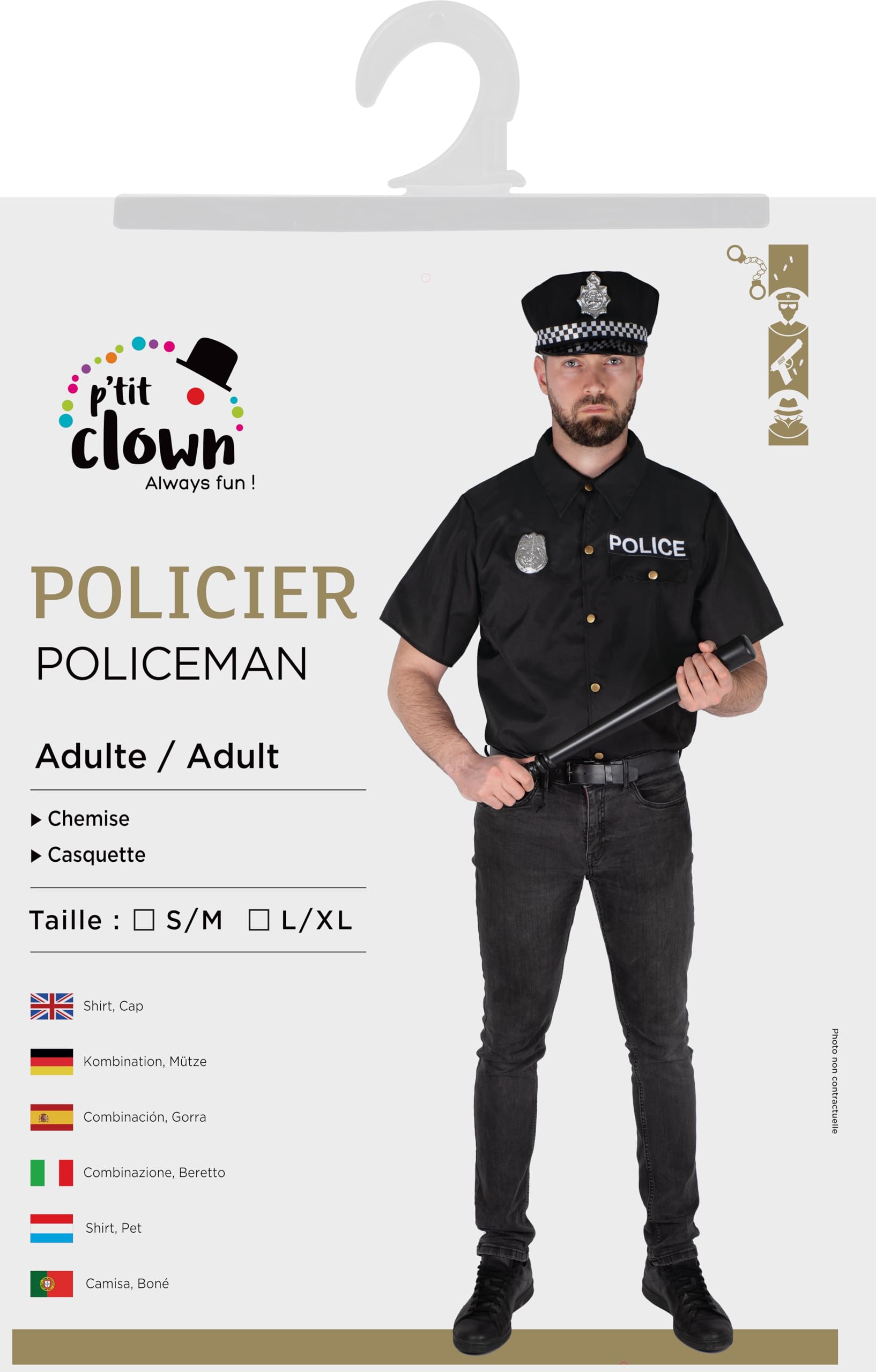 p-tit-clown-polizeikost-m-f-r-erwachsene-hemd-mit-kappe image 5