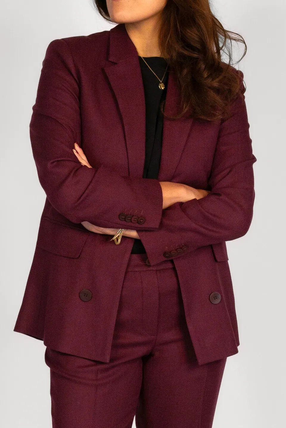 lotta-ludwigson-lotta-blazer-deep-burgundy-herringbone image 1