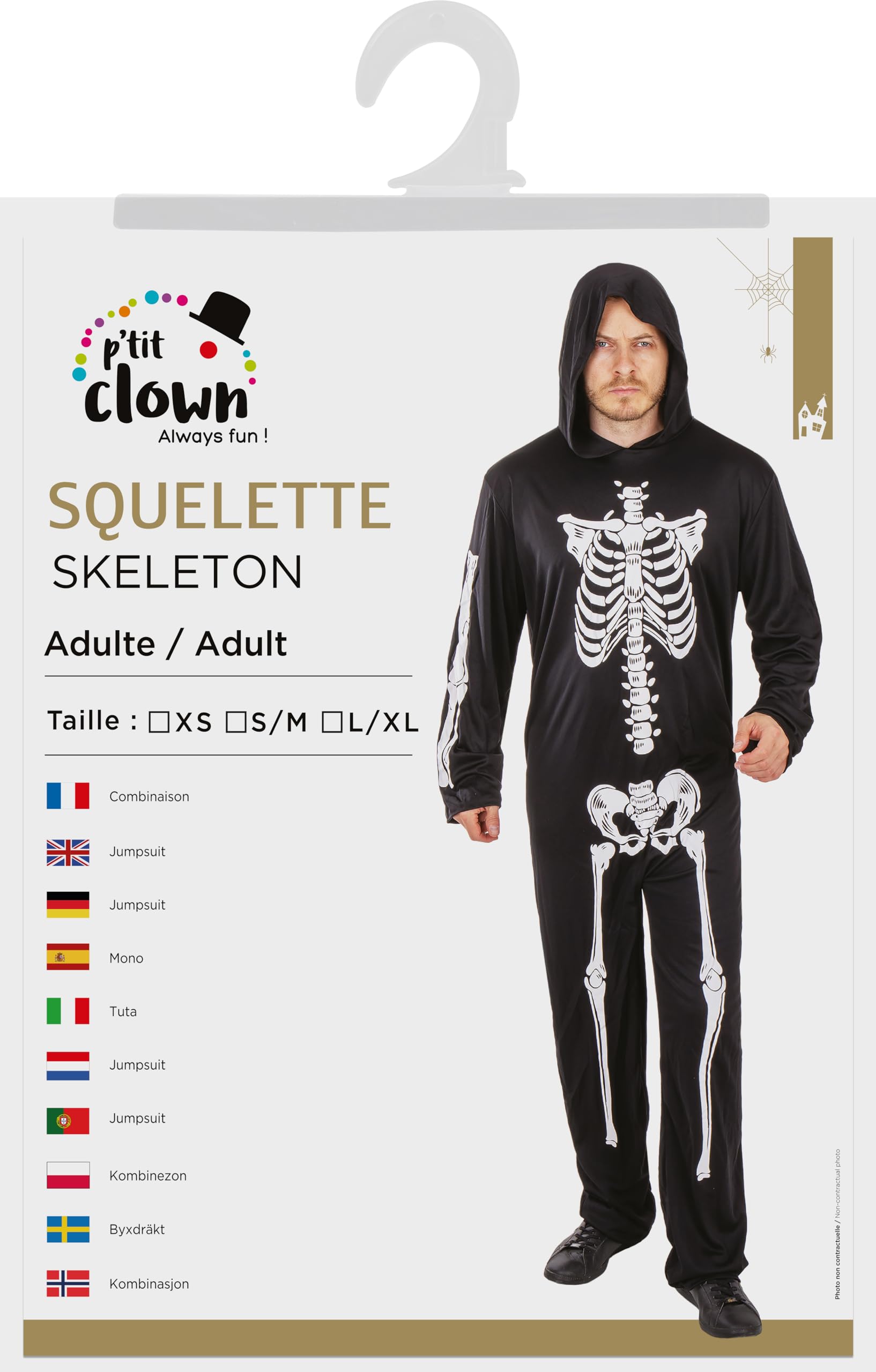 p-tit-clown-skelett-kost-m-erwachsene-l-xl-overall-mit-kapuze image 5