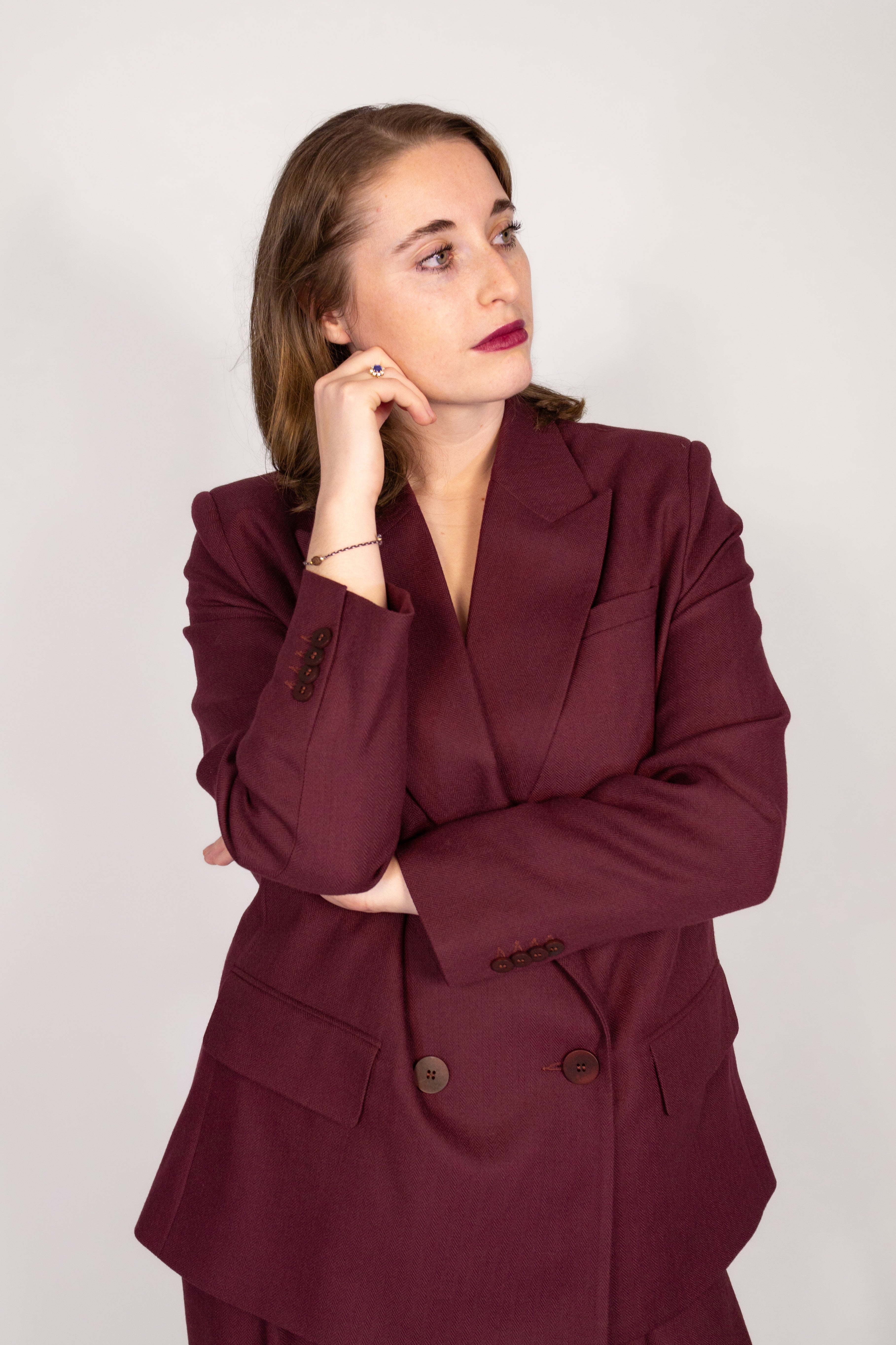 lotta-ludwigson-alva-blazer-deep-burgundy-herringbone image 1