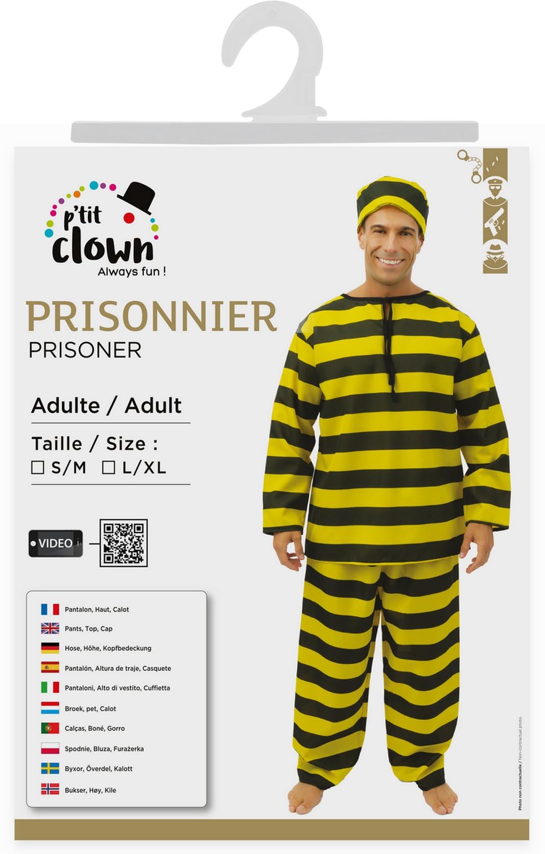 ptit-clown-gefangenenkost-m-erwachsene-schwarz-gelb image 5
