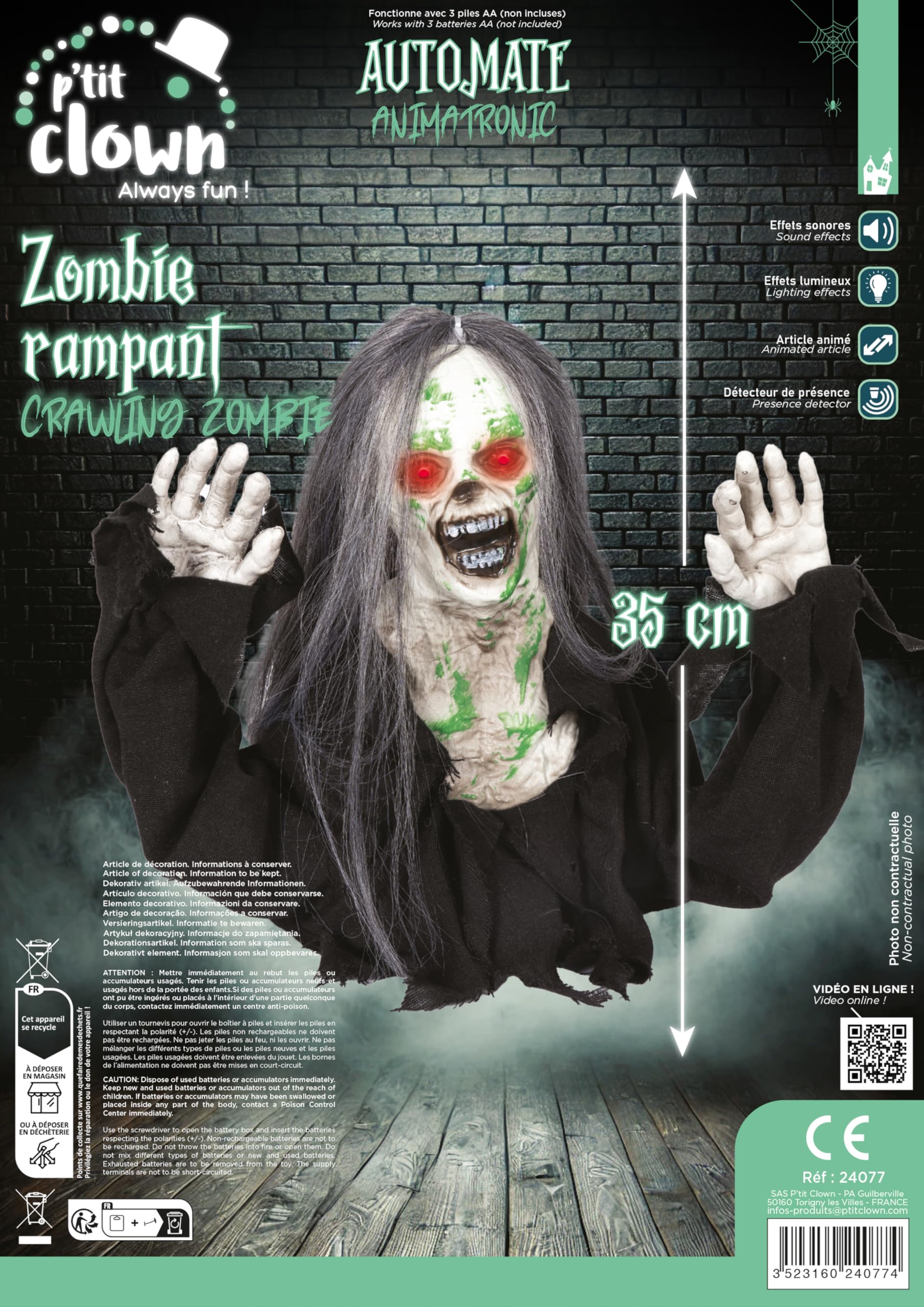 ptit-clown-24077-animierter-kriechender-zombie-35-cm-mit-sound-und-licht image 5