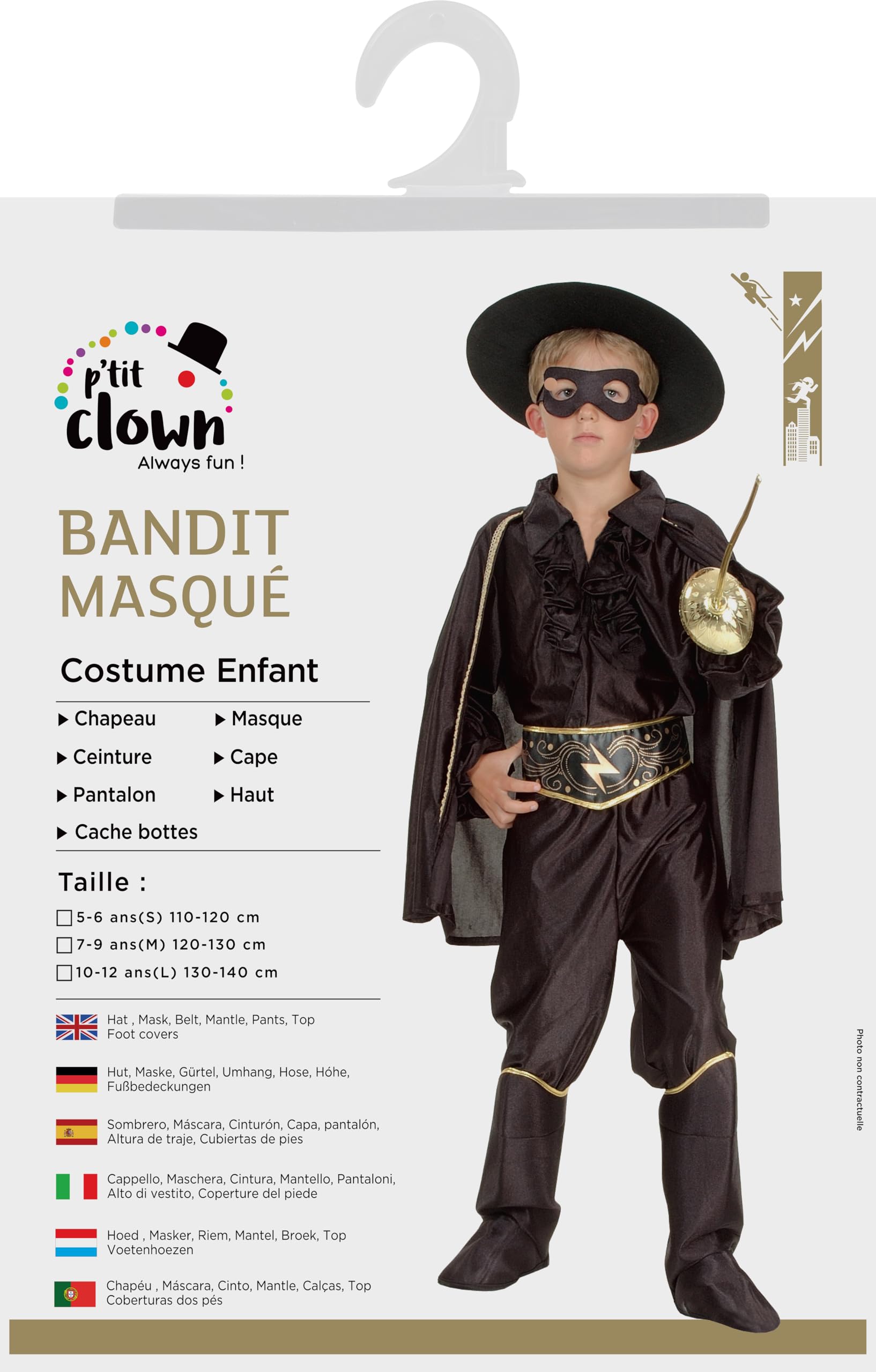ptit-clown-bandit-maskierter-held-kinderkost-m-7-teilig-mit-maske image 5