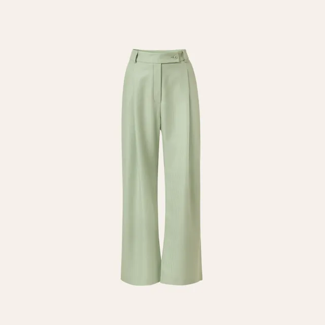 lotta-ludwigson-alva-hose-high-waist-wide-leg-sage-green-herringbone image 1