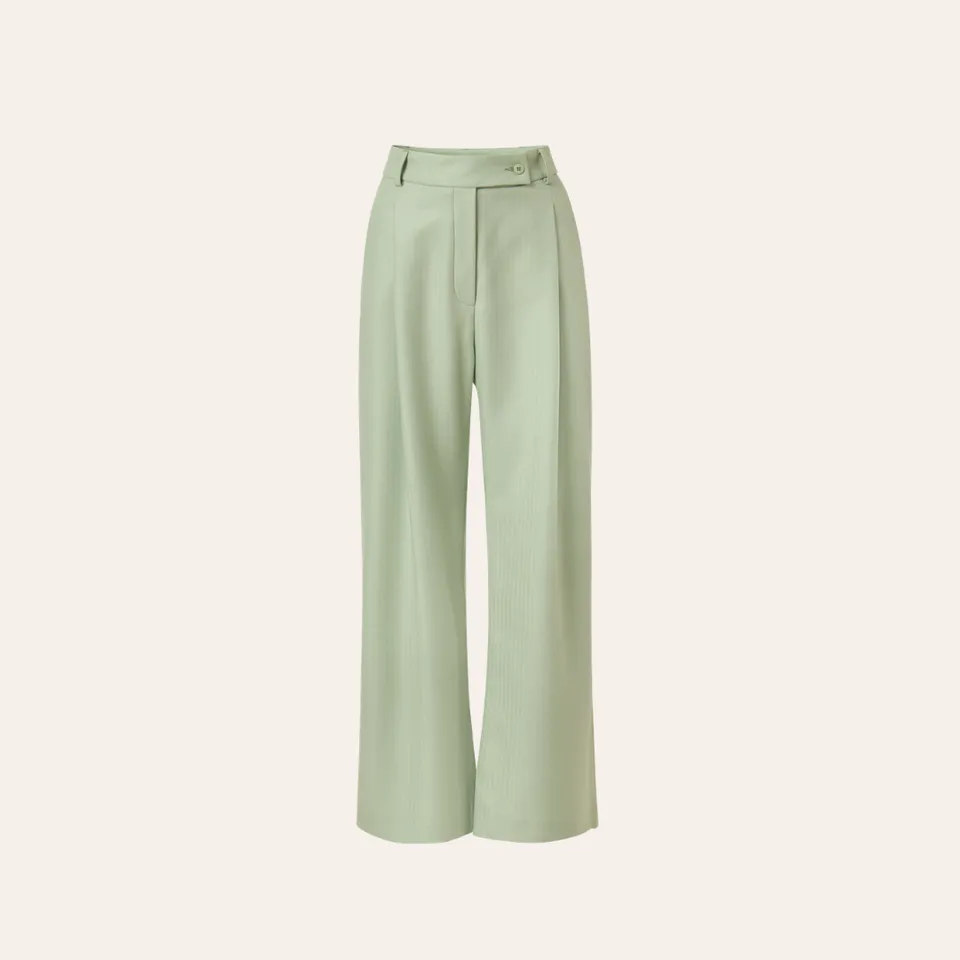 lotta-ludwigson-alva-hose-high-waist-wide-leg-sage-green-herringbone image 1