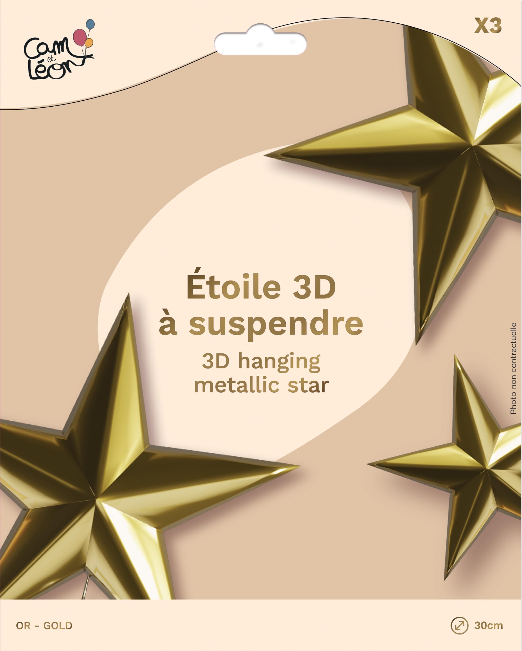 ptit-clown-3d-sterne-deko-zum-aufh-ngen-30-cm-gold-3er-set image 3